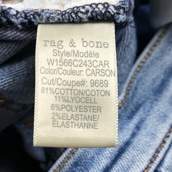 RAG & BONE Light Wash High Rise Ankle Skinny Distressed Carson Style Size 24 - Picture 5 of 6
